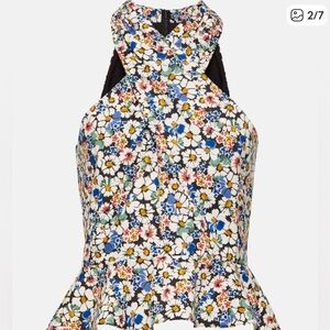 Veronica Beard Multicolor Floral Halter Top